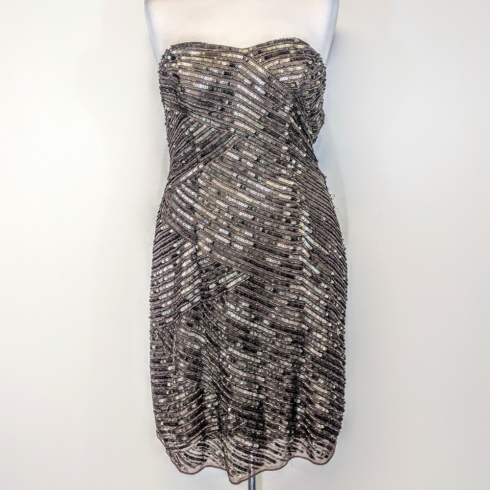 Adrianna Papell Sequined Strapless Dress